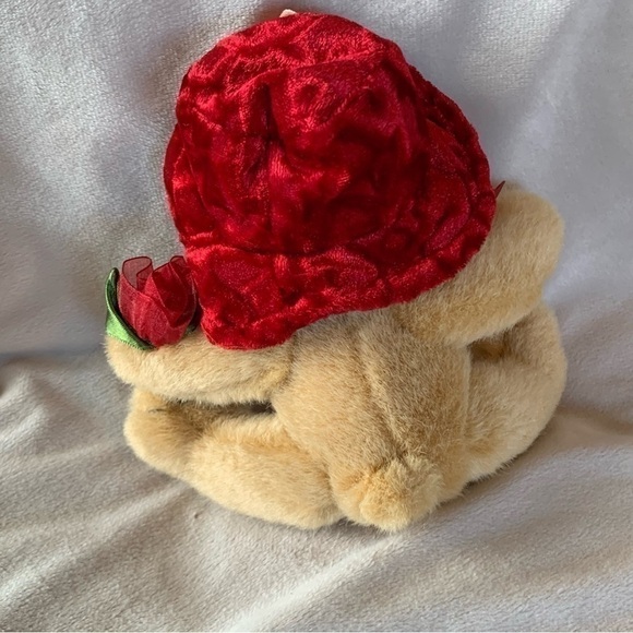 VINTAGE Dan Dee Collectors Choice Stuffed Bear Red Hat Roses Sitting Collectible - Picture 11 of 14